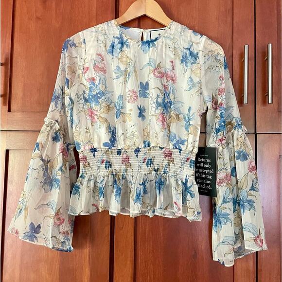 Tuckernuck Lily of the Valley Jennie Blouse Snowberry Floral Size XS NEW - Picture 2 of 10